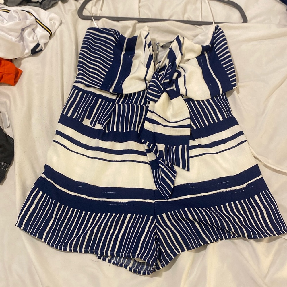 Lulu's Blue and White Striped Nautical Jumpsuit